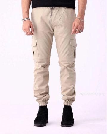 Mens 6 Pocket Beige Cargo trouser ( Stretch Cotton)